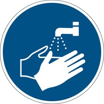 Adhesivo de puja DURABLE «lavarse las manos», diámetro 430 mm, espesor 0,2 mm