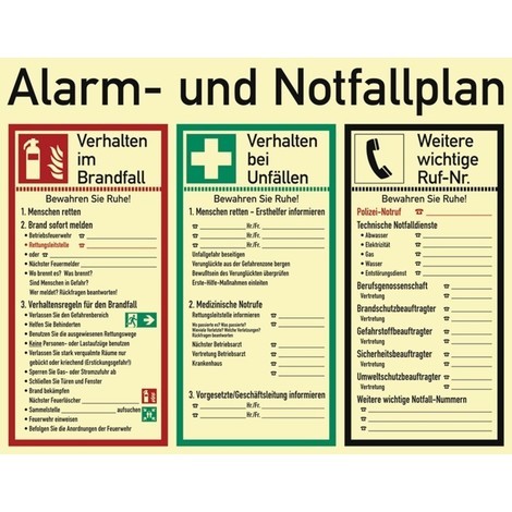 Alarm-/Notfallplan ASR A1.3/DIN EN ISO 7010/DIN 67510