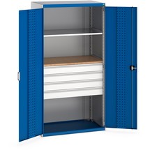 armario puerta abatible sistema bott cubio con 1 estante intermedio, 4 cajones, 1 placa insertable H x An x F 2.000 x 1.050 x 650 mm
