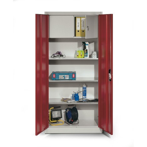 Armoire d'atelier à portes battantes avec tiroirs – C+P: l x p 930 x 500  mm, 3 tablettes