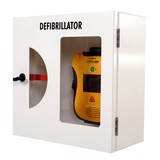Armoire pour défibrillateur avec verre de sécurité et alarme sonore