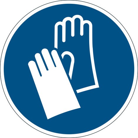 Autocollant de consigne DURABLE « Veuillez utiliser des gants », Ø 430 mm, épaisseur 0,2 mm