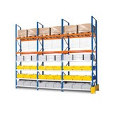Bakre panelgaller för komplett förpackning med bred spännvidd och lastpallställ