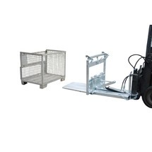 Bauer® Kippomat typ KG-A, proces vyklápania pomocou hydrauliky vysokozdvižného vozíka