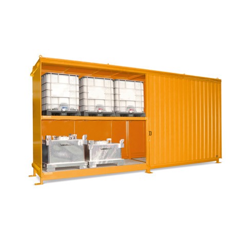 Bauer® Regalcontainer für 12x KTC/IBC, 2 Ebenen, 2 Schiebetüren 