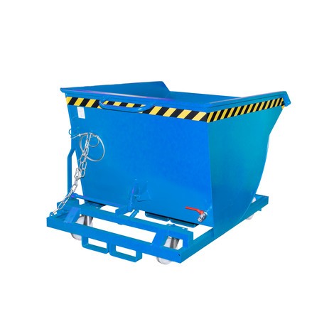 Bauer® Späne-Kippbehälter mit Abrollmechanik und Rollensatz, niedrige Bauhöhe, mit Einfahrtaschen