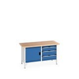 bott cubio system workbench with 3 drawers, HxWxD 840 × 2,000 × 750 mm