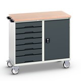 bott verso assembly trolley with 7 drawers, door and multiplex top