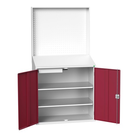 bott verso Economy desk with perforated rear panel, with 2 shelves, 1 drawer