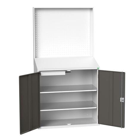 bott verso Economy desk with perforated rear panel, with 2 shelves, 1 drawer