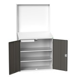 bott verso Economy desk with smooth rear panel, with 2 shelves, 1 drawer