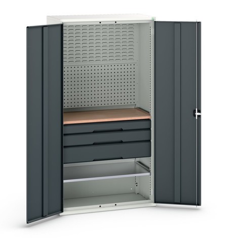 bott verso hinged door cabinet with 3 drawers, with 2 shelves and rear panel
