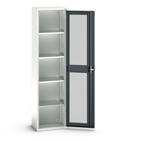 bott verso hinged door cabinet with see-through panel, with 4 shelves
