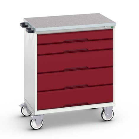 bott verso mobile drawer cabinet with 5 drawers and linoleum top
