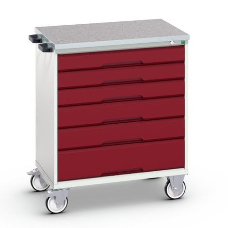 bott verso mobile drawer cabinet with 6 drawers and linoleum top