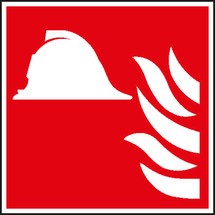 Brandbeveiligingsbord – brandbestrijdingsmiddelen/-apparatuur, met vlam