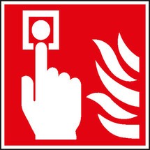 Brandschutzschild – Brandmelder (manuell) mit Flammen