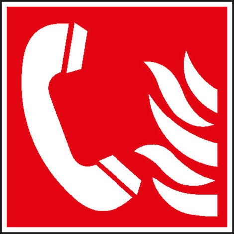 Brandschutzschild – Brandmeldetelefon mit Flammen