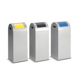 Caixote de reciclagem VAR®, 60 litros, autoextinguível, em aço galvanizado e revestido a pó, tampa redonda