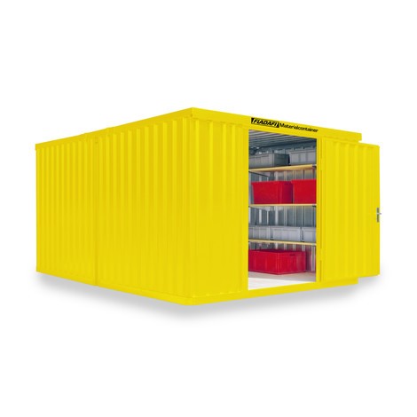 Combinaison de conteneurs à matériaux, 2 modules, H x l x P 2 150 x 3 050 x 4 340 mm, démonté, plancher en bois, peint
