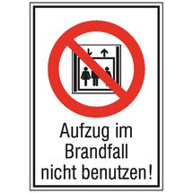 Combinaison de panneau d’interdiction - « Ne pas utiliser l’ascenseur en cas d’incendie »