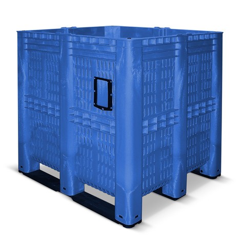 Container van polyethyleen, 1.400 liter, met skids, opengewerkt