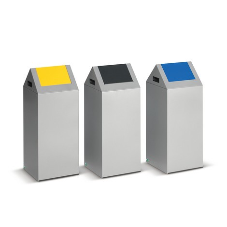 Contenedor de reciclaje VAR®, 60 litros, autoextinguible, de acero galvanizado y con recubrimiento de polvo, tapa angulosa