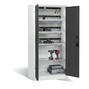 C+P Akku-Ladeschrank Serie 89, 3 Elektro-Einlegeböden, 5-fach-Steckdosenleiste, 3 m Zuleitung, FI-Schutzschalter, temperaturgesteuerter Lüfter