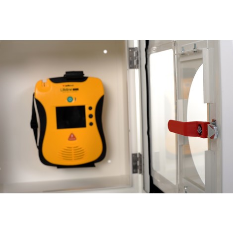 defibtech Defibrillatoren-Schrank mit Einschlagscheibe und akustischem Alarm