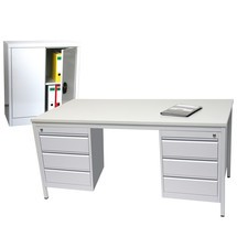 Einrichtungs-Set, Schreibtisch inkl. Unterbauschränke + Beistellschrank