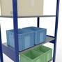 estante intermedio de estantería de cargas pequeñas SCHULTE sistema de encajado|sistema de ensamblajes, módulo inicial, carga de estantería 150 kg, azul genciana/galvanizado