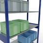 estante intermedio de estantería de cargas pequeñas SCHULTE sistema de encajado|sistema de ensamblajes, módulo inicial, carga de estantería 150 kg, azul genciana/galvanizado
