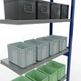 Estantería de cargas pequeñas SCHULTE con montaje encajado, módulo adicional, carga por estante 330 kg, azul genciana/galvanizada