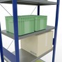 Estantería de cargas pequeñas SCHULTE con montaje encajado, módulo inicial, carga por estante 330 kg, azul genciana/galvanizada