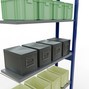 Estantería de cargas pequeñas SCHULTE con sistema de encajado, módulo adicional, carga por estante 150 kg, azul genciana/galvanizada