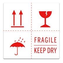 Étiquettes adhésives Fragile+Keep Dry+Icône de parapluie et flèches vers le haut »