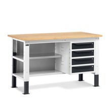 Fami pracovný stôl, výškovo nastaviteľný, zásuvky a zadný panel s policami