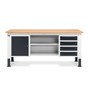 Fami výškově nastavitelný pracovní stůl zásuvka/skříňový segment a zadní panel s policemi