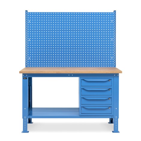 Fami výškovo nastaviteľný pracovný stôl s multifunkčným nástenným a zásuvkovým segmentom