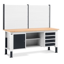 Fami výškovo nastaviteľný pracovný stôl s multifunkčnými zásuvkami skrinka a operadlo s policami