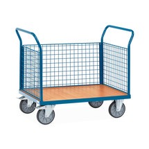 fetra® Plattformwagen, 3-seitig mit Gitterwänden