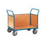 fetra® Plattformwagen, 3-seitig mit Holzwänden