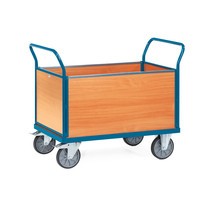 fetra® Plattformwagen, 4-seitig mit Holzwänden