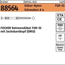 FISCHER Rahmendübel R 88564 m.6-kant-Schraube A 4