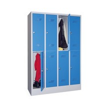 Garderobekast PAVOY met sokkel + draaivergrendeling, met 2 etages, 8 vakken, hxbxd 1.850 x 1.230 x 500 mm