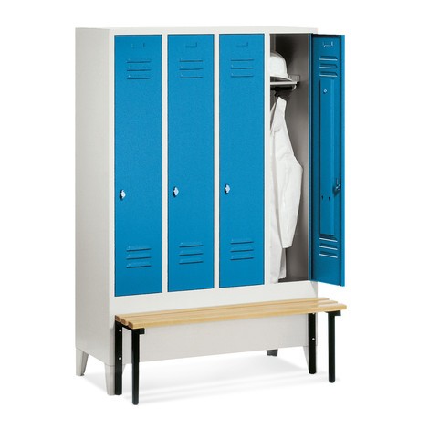 Spind blau Holz Schließfachschrank Garderobenschrank mit Aufsatz H 2,45 m /P