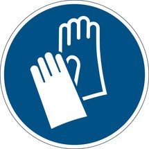 Gebodssticker DURABLE 'Handbescherming gebruiken', Ø 430 mm, dikte 0,2 mm
