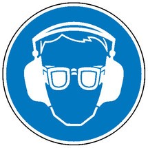 Gebotsschild – Gehör- und Augenschutz benutzen