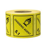 Gefahrgut-Etiketten, 100x100mm, aus Papier, gelb, Oxidizing Agent, Kl. 5.1