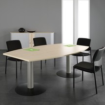 Konferenční stůl ve tvaru hlavně, s talířovou noha kou